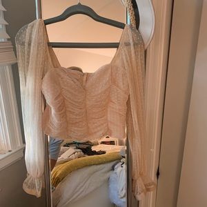 Lulus Sheer Ruffle Top